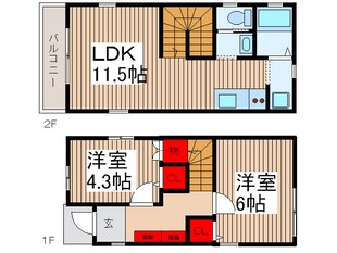 ｐｅｔｉｔｂｌａｎｃ6919 1号棟の物件間取画像